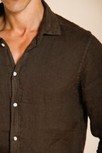 Torino men's shirt in linen canvas ①