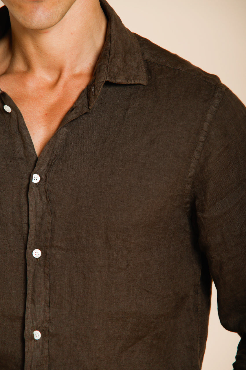 Torino men's shirt in linen canvas ①