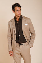Torino men's shirt in linen canvas ①