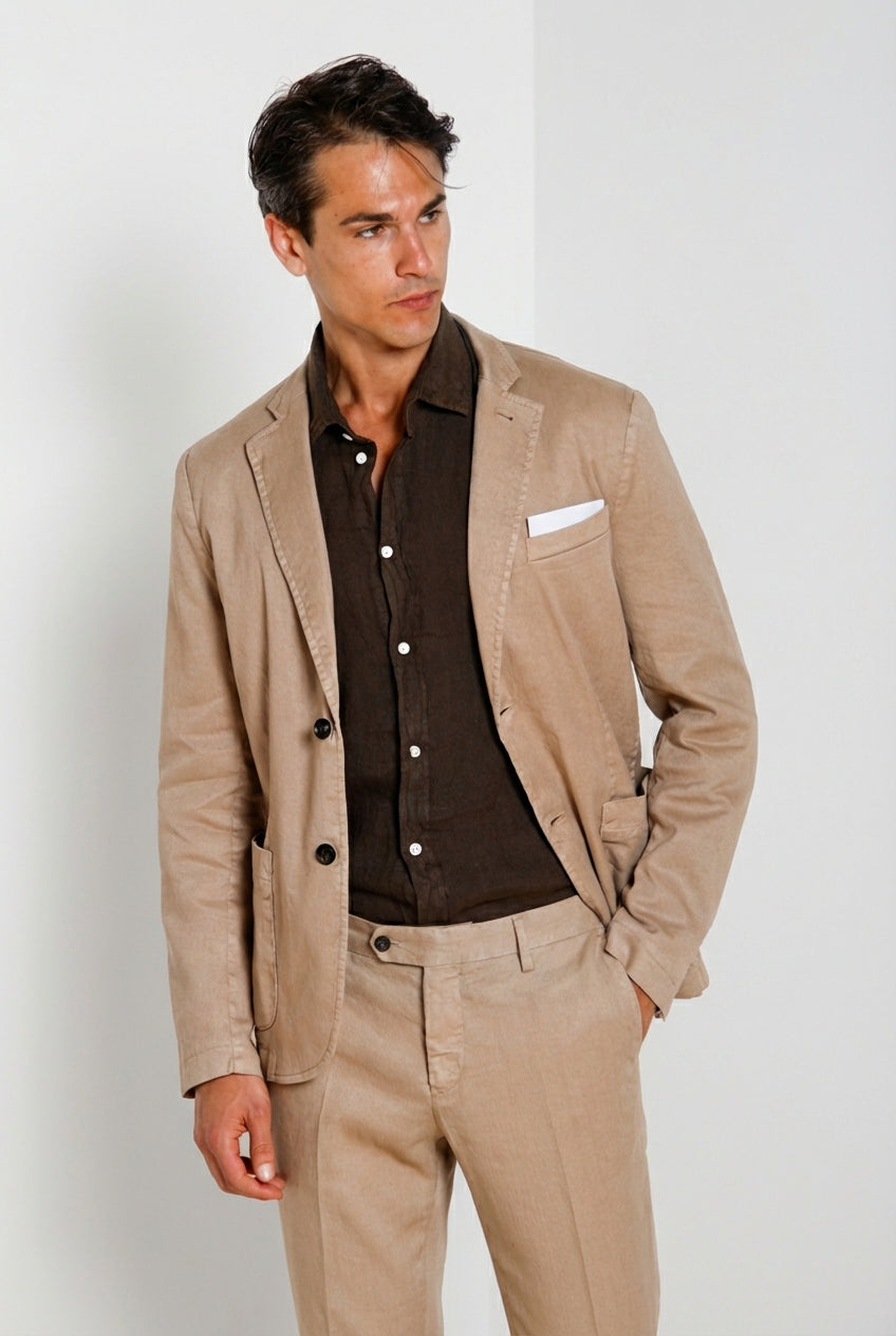 Torino men's shirt in linen canvas ①