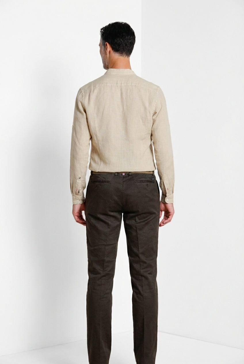 Porto camicia uomo in tela lino ①