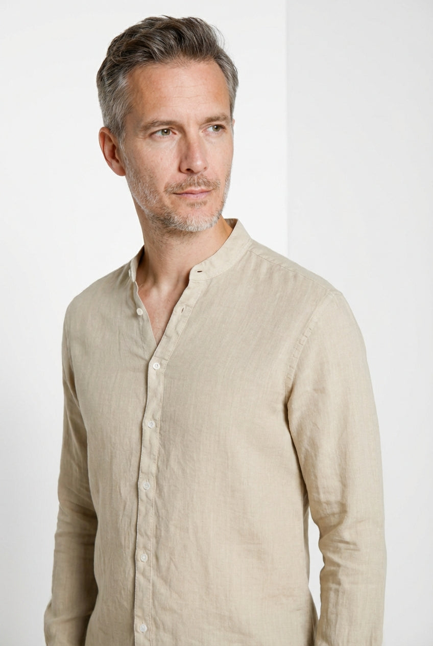 Porto camicia uomo in tela lino ①