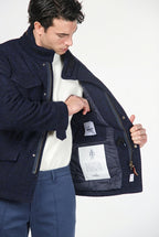 Men's M74 Field Jacket in knit-effect fabric with Prince of Wales check