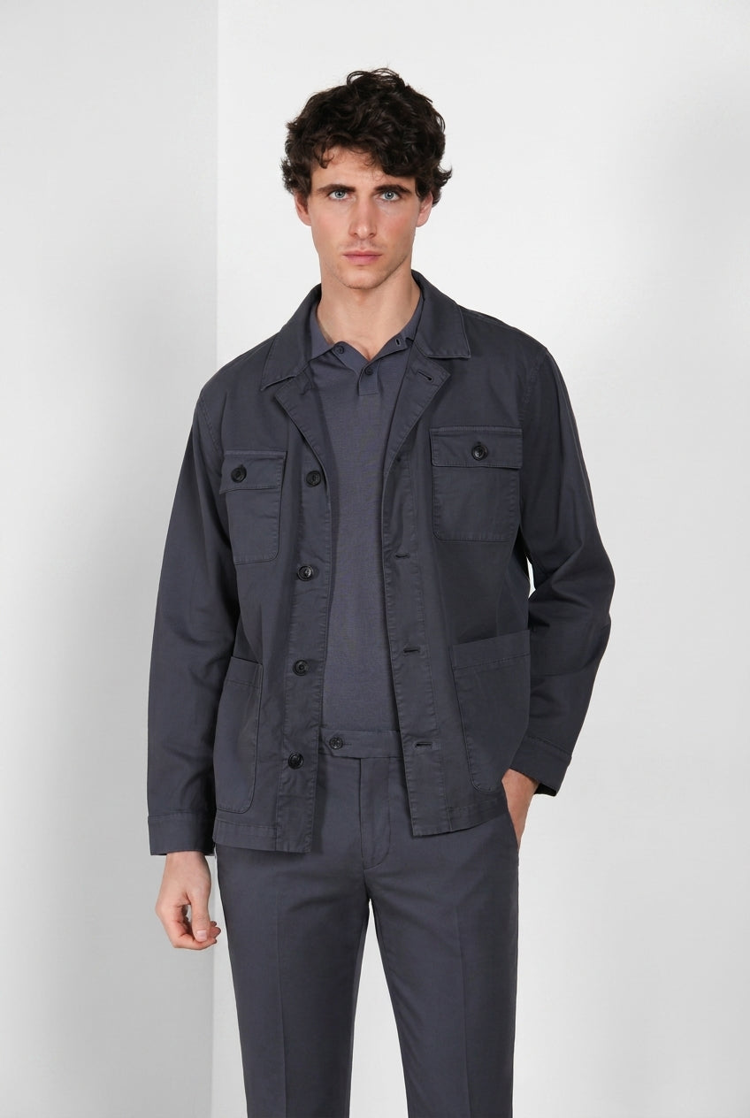 City Jacke Jacket Summer Herren aus Stretch-Baumwolle und Leinen-Kavallerietwill