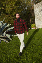 M74 Work Jacket veste field homme en drap à carreaux rouge