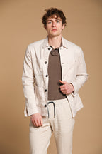James Men's Overshirt in cotton linen blend twill