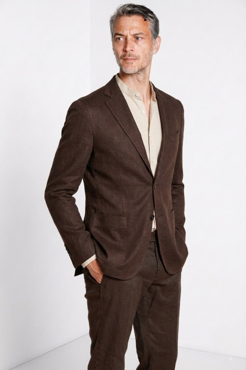 Da Vinci blazer homme en twill de lin et coton
