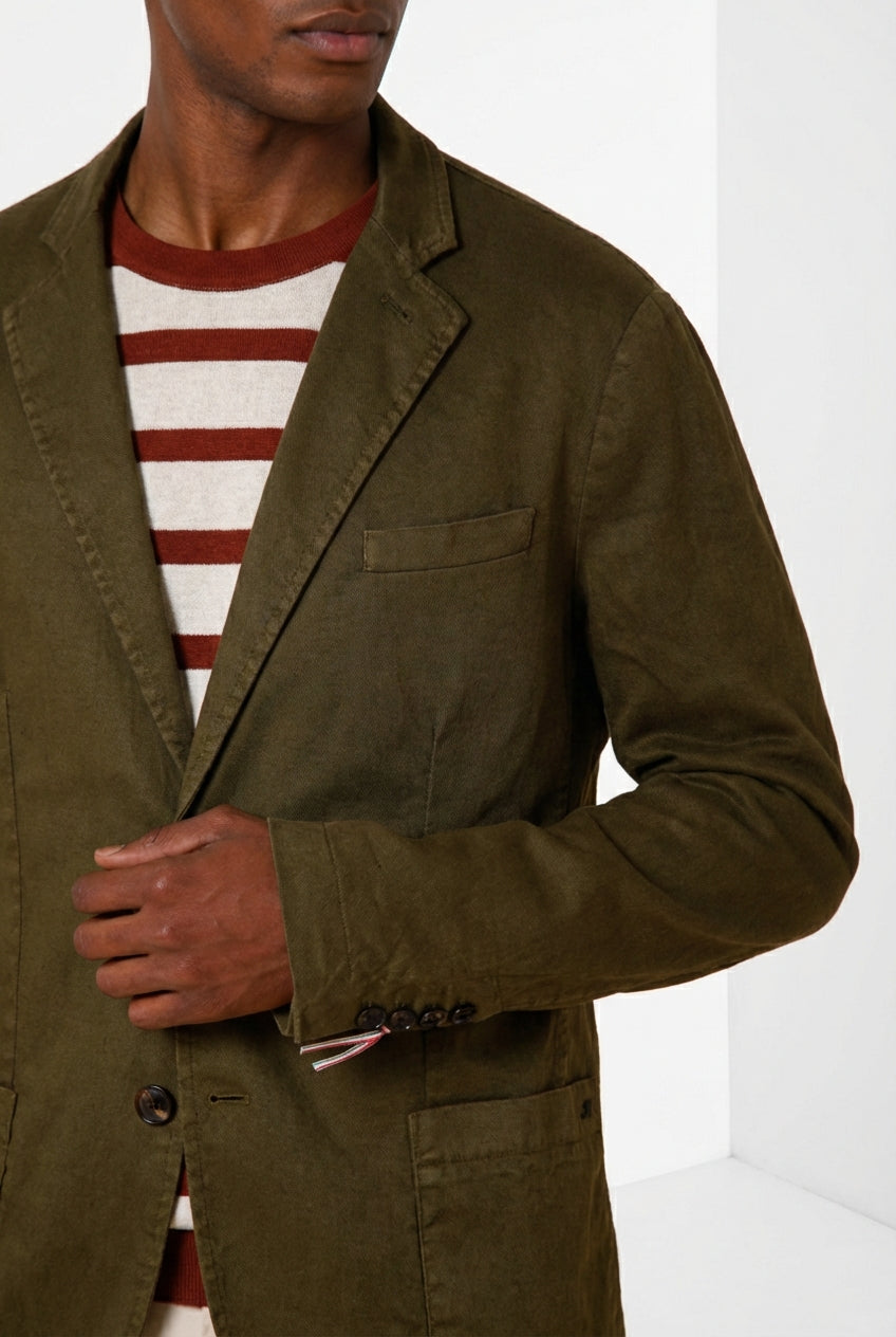 Da Vinci blazer homme en twill de lin et coton