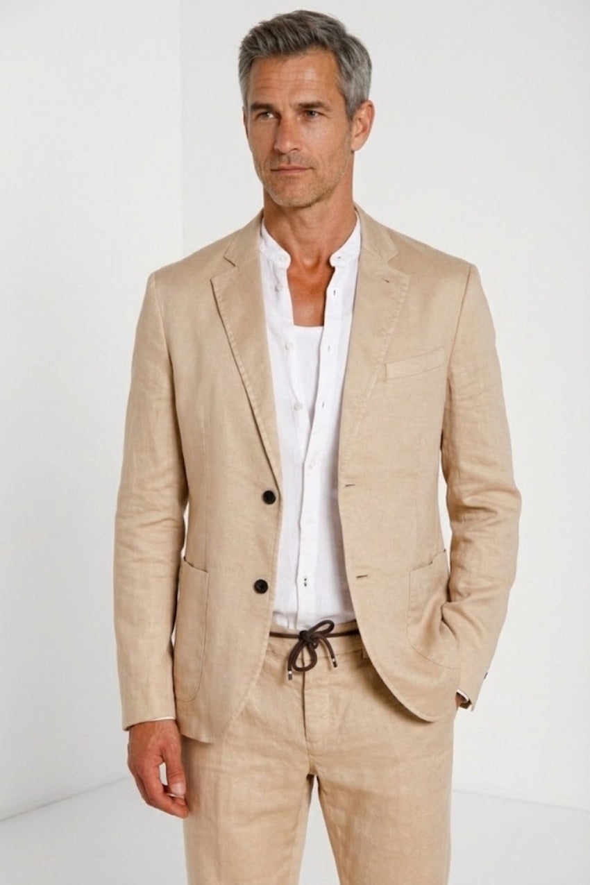 Da Vinci Blazer Herren in Twill aus Leinen und Baumwolle