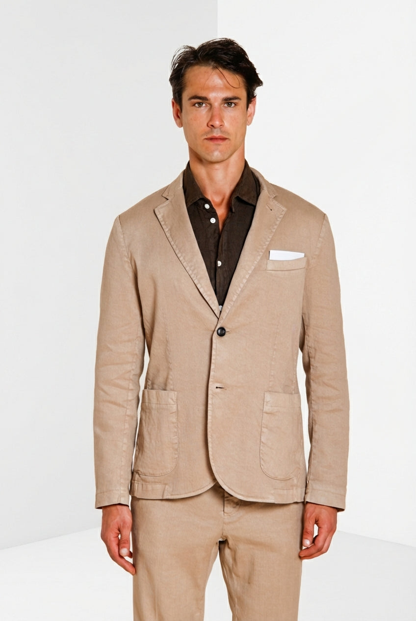 Da Vinci blazer homme en twill de lin et coton