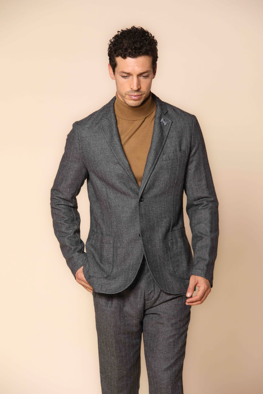 Da Vinci blazer uomo in flanella effetto gessato regular fit