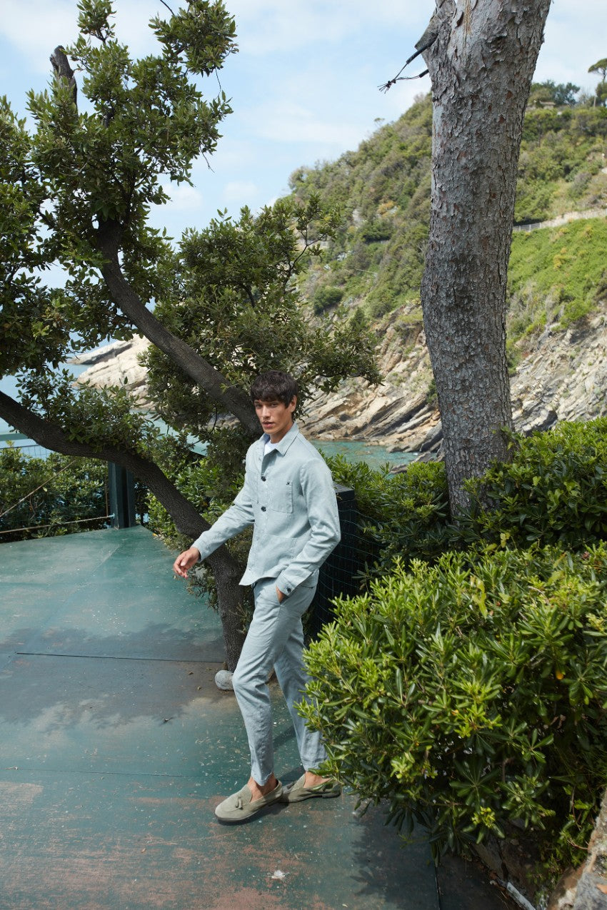 New York Sack pantalone chino uomo in lino e cotone leggero regular fit