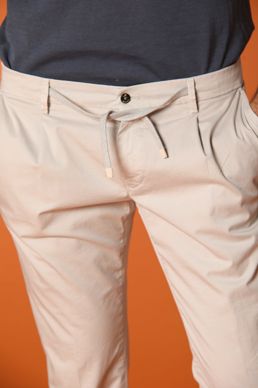 New York 1 Pinces City String pantalone chino uomo in twill di cotone pima leggero regular fit