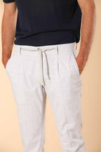 New York 1 Pinces City String pantalon chino homme en seersucker de coton à motif Prince de Galles Regular Fit