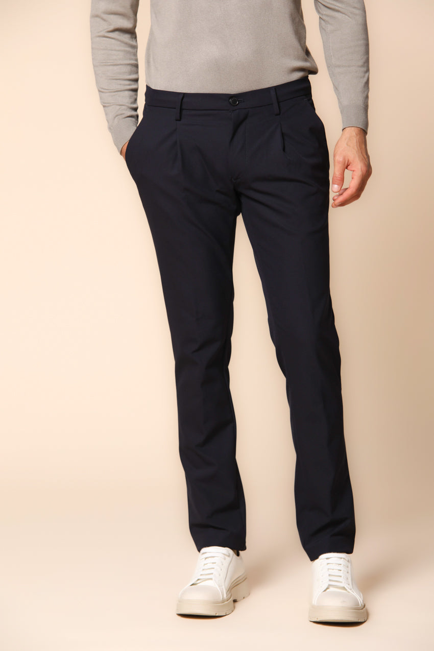 New York 1 Pinces Office pantalon chino jogger homme en jersey stretch coupe régulière