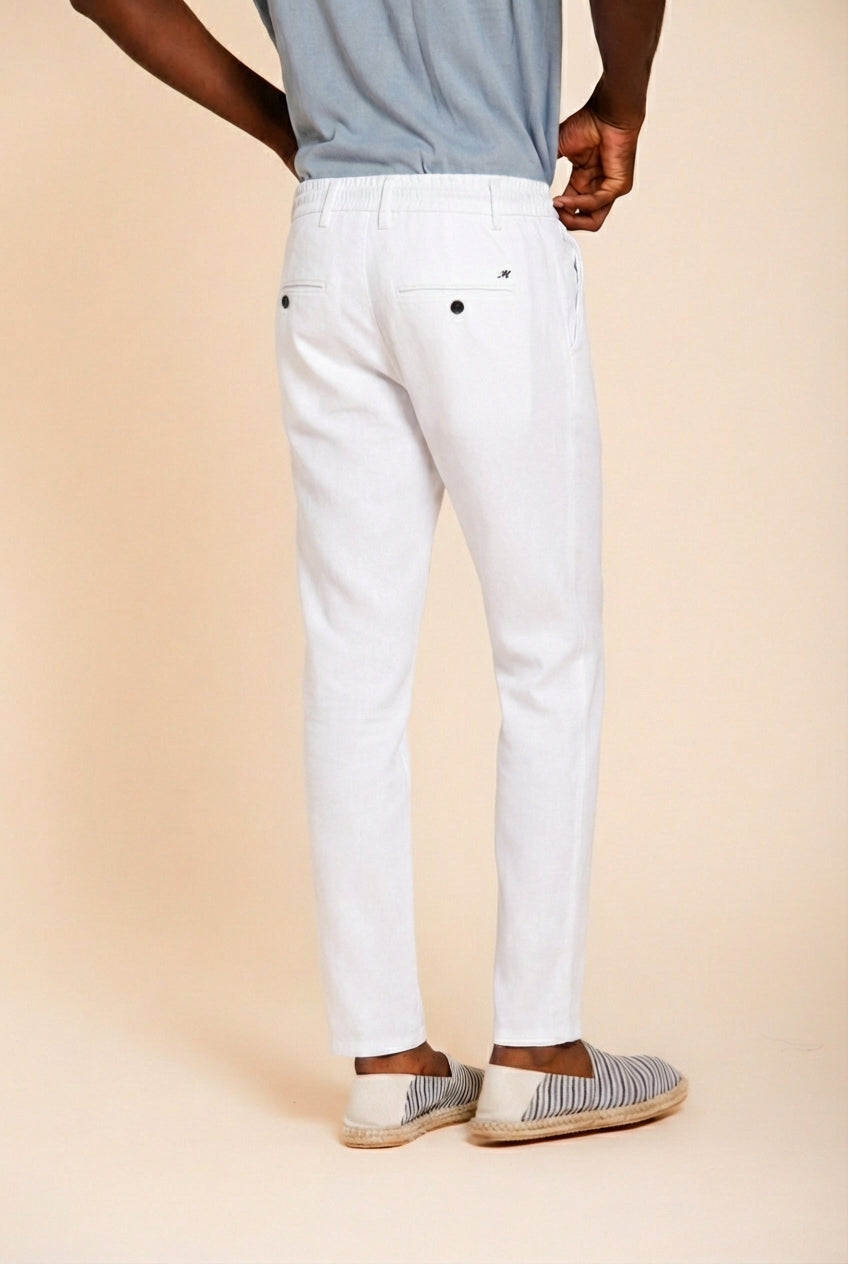 Milano Jogger pantalone chino uomo in twill di lino e cotone extra slim fit