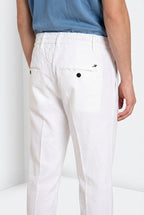 Milano Jogger men's chino pants in linen and cotton twill extra slim fit