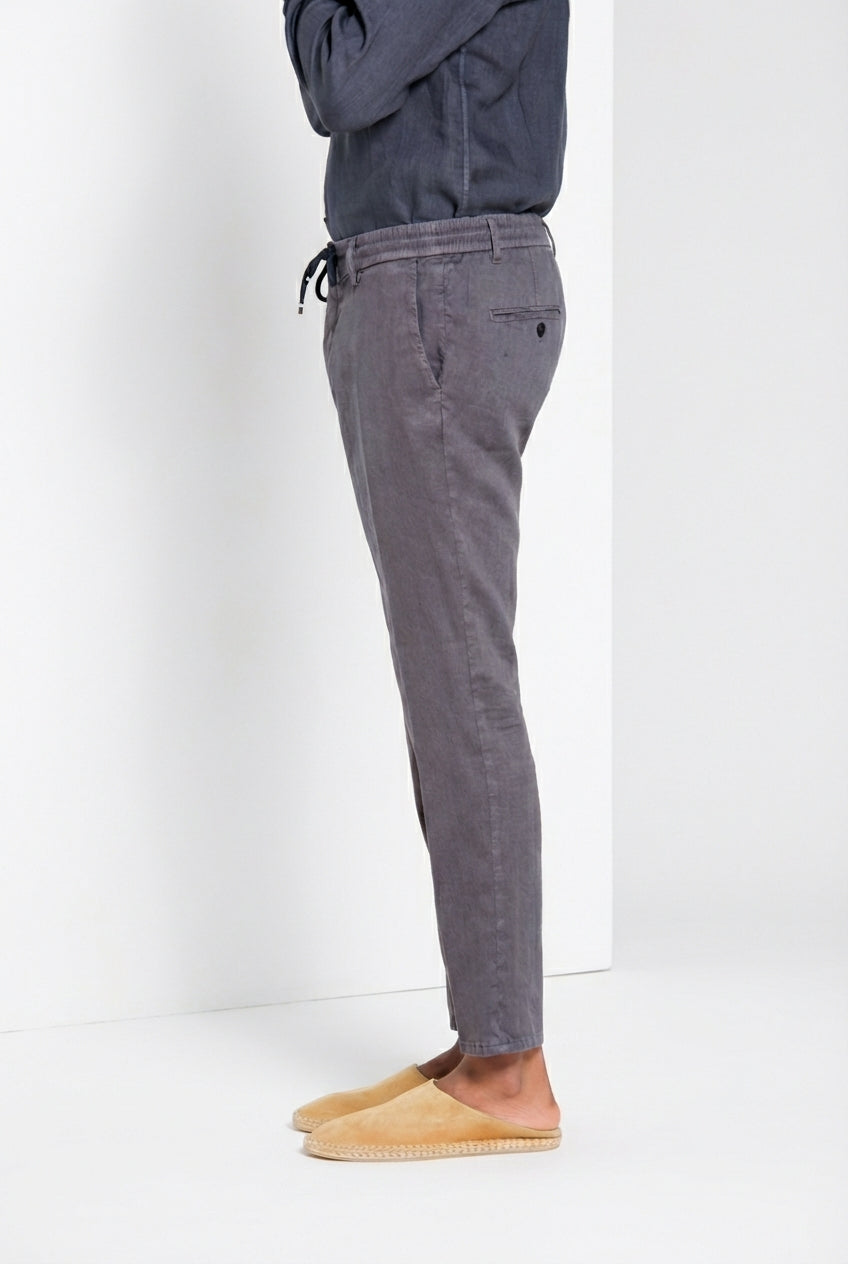 Milano Jogger pantalon chino homme en twill de lin et coton extra slim fit