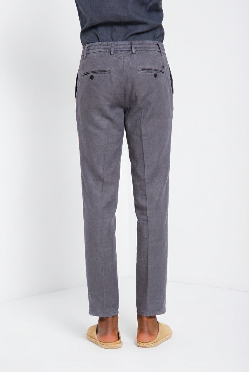 Milano Jogger pantalon chino homme en twill de lin et coton extra slim fit