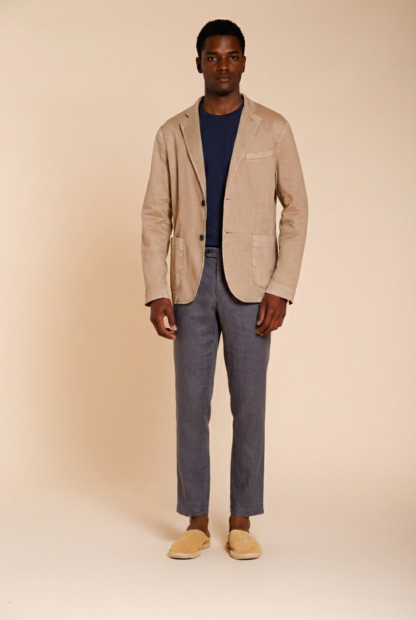 Milano Jogger pantalon chino homme en twill de lin et coton extra slim fit