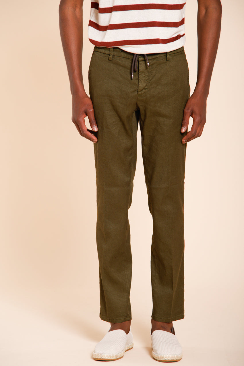 Milano Jogger pantalon chino homme en twill de lin et coton extra slim fit