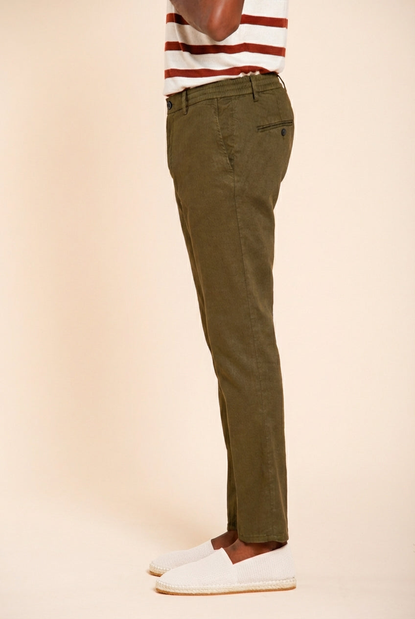 Milano Jogger pantalon chino homme en twill de lin et coton extra slim fit