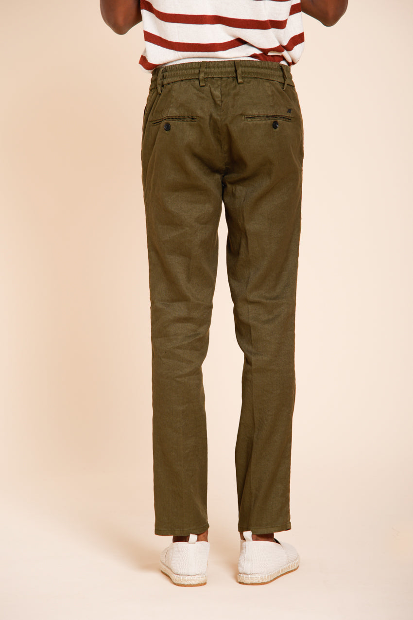 Milano Jogger pantalon chino homme en twill de lin et coton extra slim fit