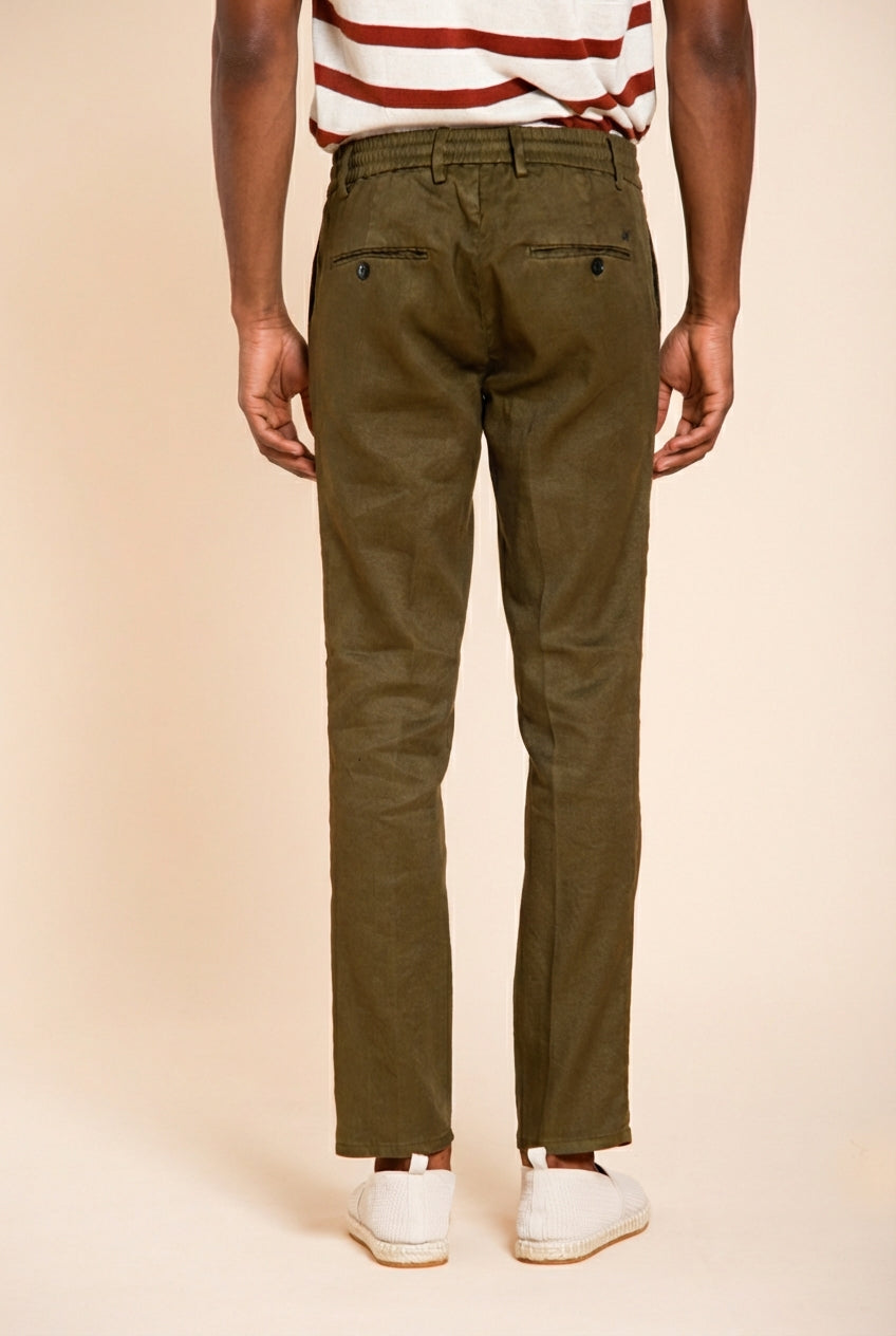 Milano Jogger pantalon chino homme en twill de lin et coton extra slim fit