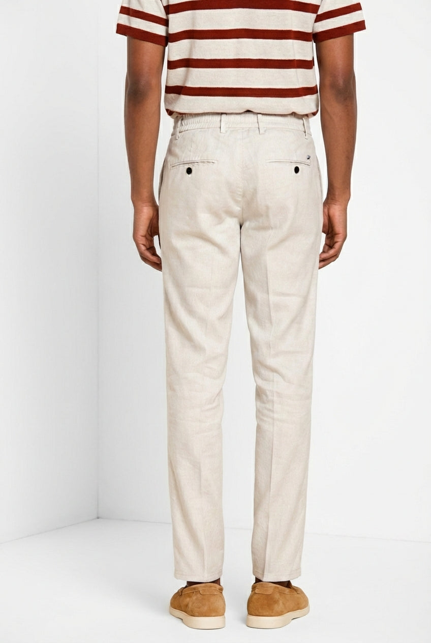 Milano Jogger men's chino pants in linen and cotton twill extra slim fit