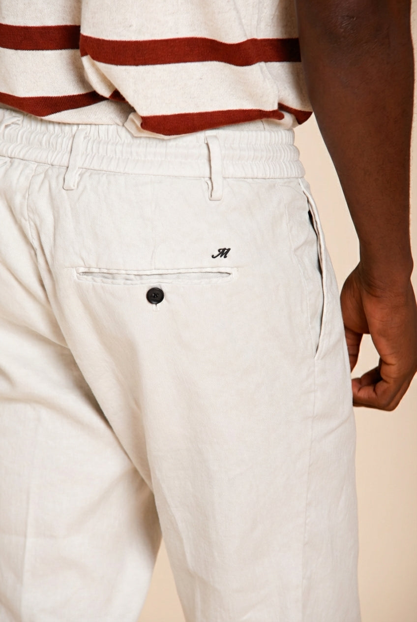 Milano Jogger pantalone chino uomo in twill di lino e cotone extra slim fit