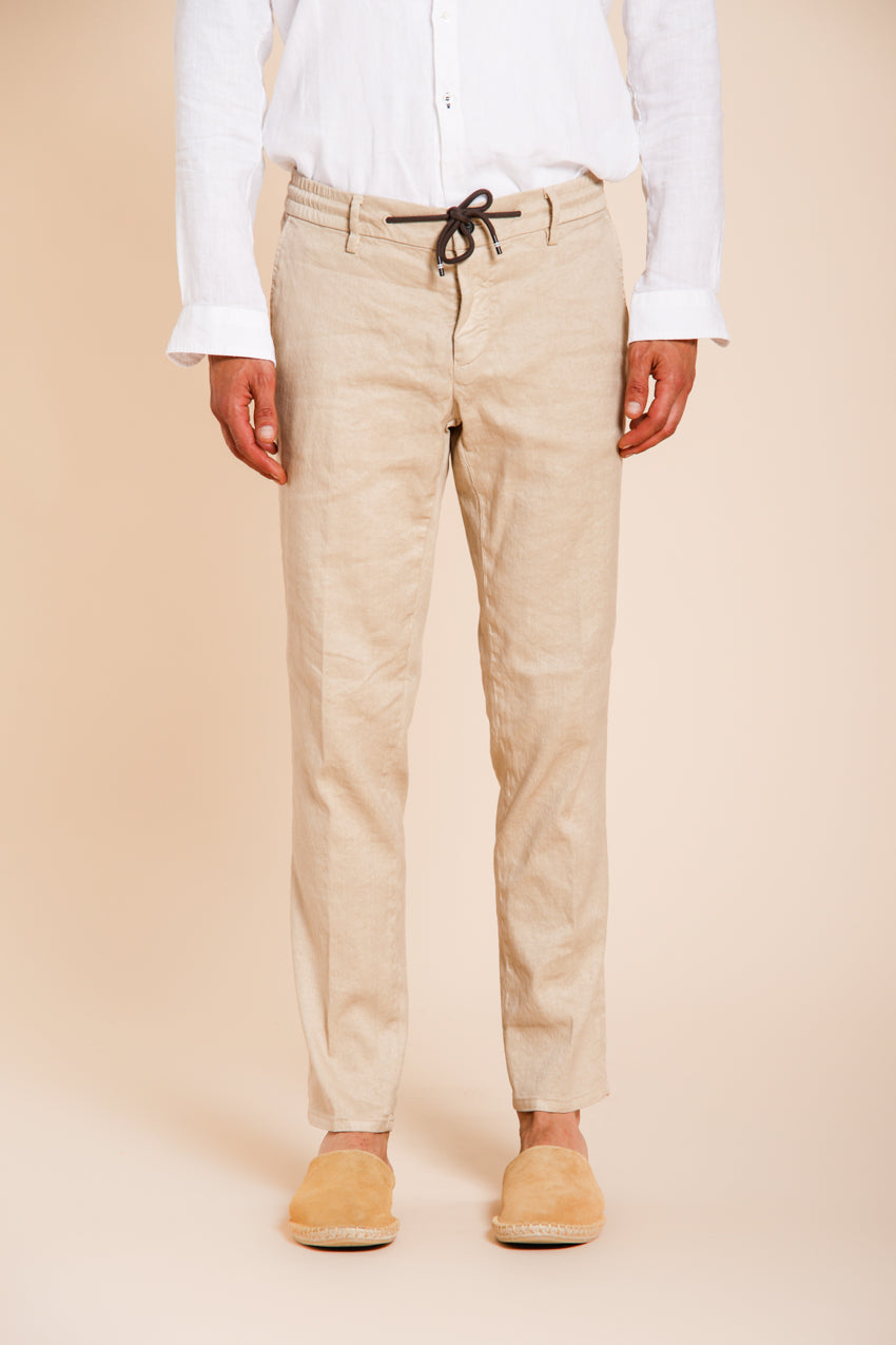Milano Jogger pantalon chino homme en twill de lin et coton extra slim fit