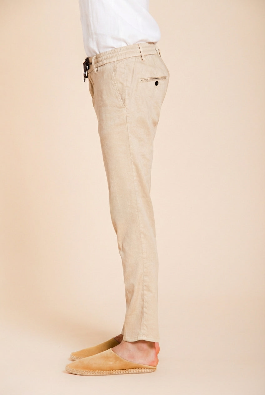 Milano Jogger pantalone chino uomo in twill di lino e cotone extra slim fit
