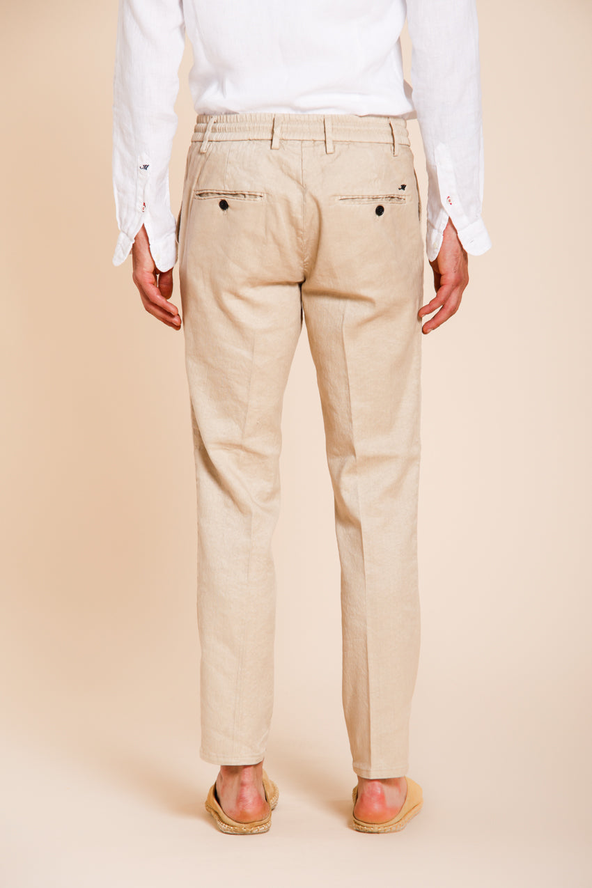 Milano Jogger pantalon chino homme en twill de lin et coton extra slim fit