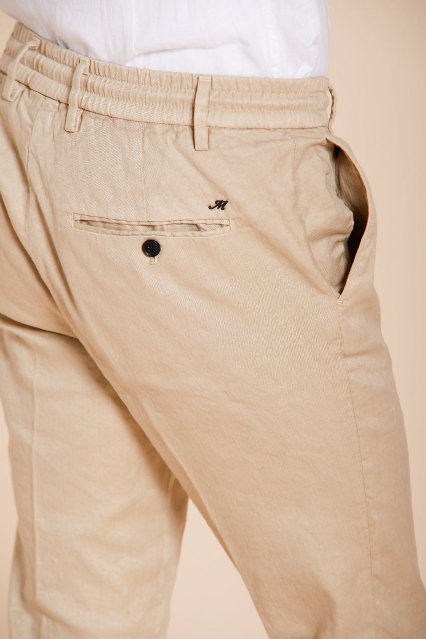 Milano Jogger pantalon chino homme en twill de lin et coton extra slim fit