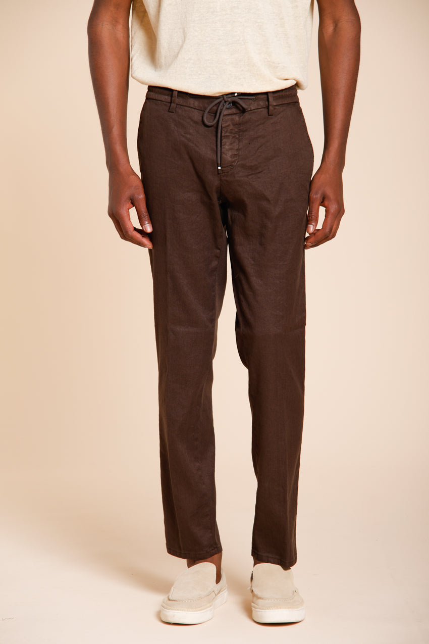 Milano Jogger pantalon chino homme en twill de lin et coton extra slim fit