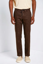 Milano Jogger pantalone chino uomo in twill di lino e cotone extra slim fit