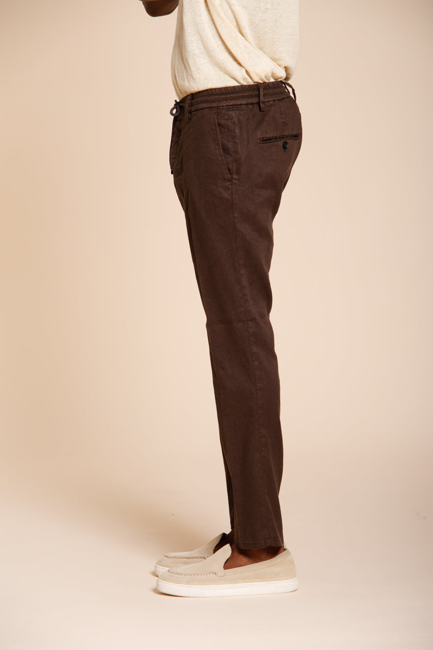 Milano Jogger pantalon chino homme en twill de lin et coton extra slim fit