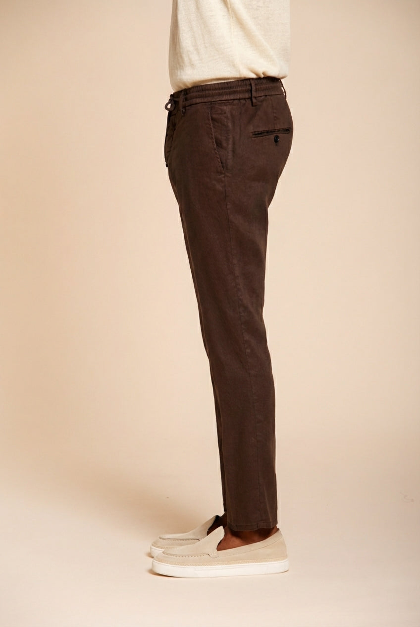 Milano Jogger pantalon chino homme en twill de lin et coton extra slim fit