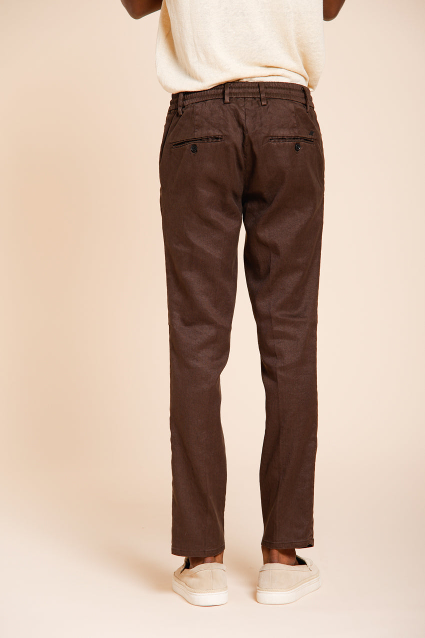 Milano Jogger pantalon chino homme en twill de lin et coton extra slim fit