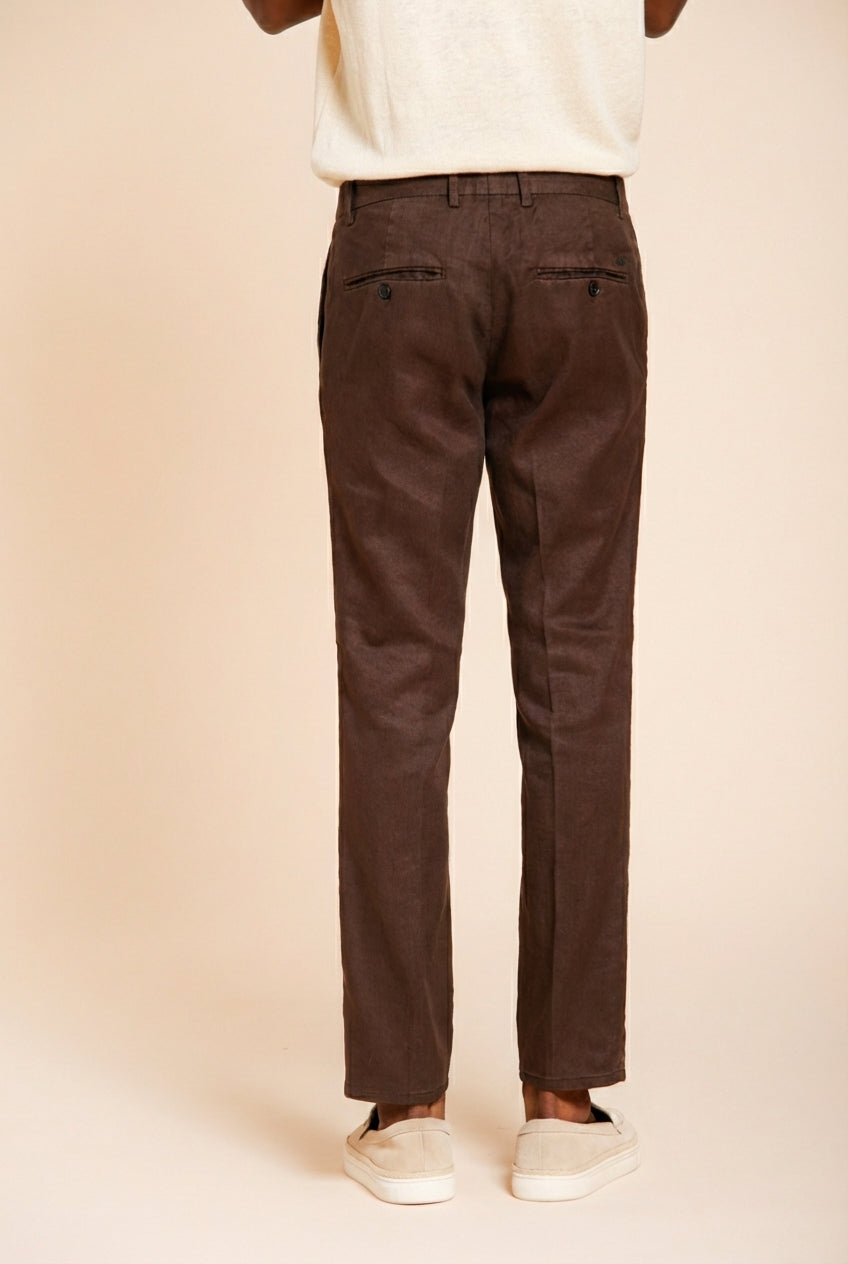 Milano Jogger pantalon chino homme en twill de lin et coton extra slim fit