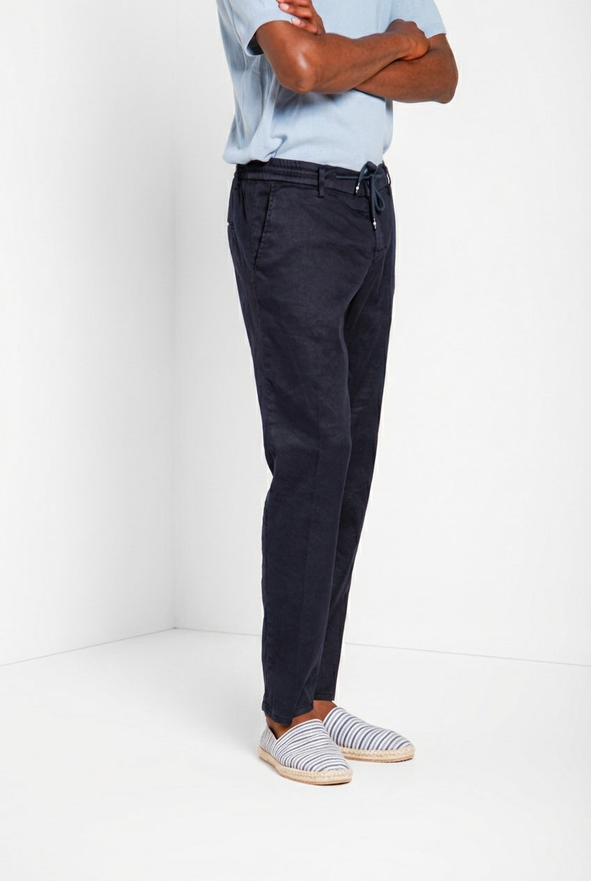 Milano Jogger pantalon chino homme en twill de lin et coton extra slim fit