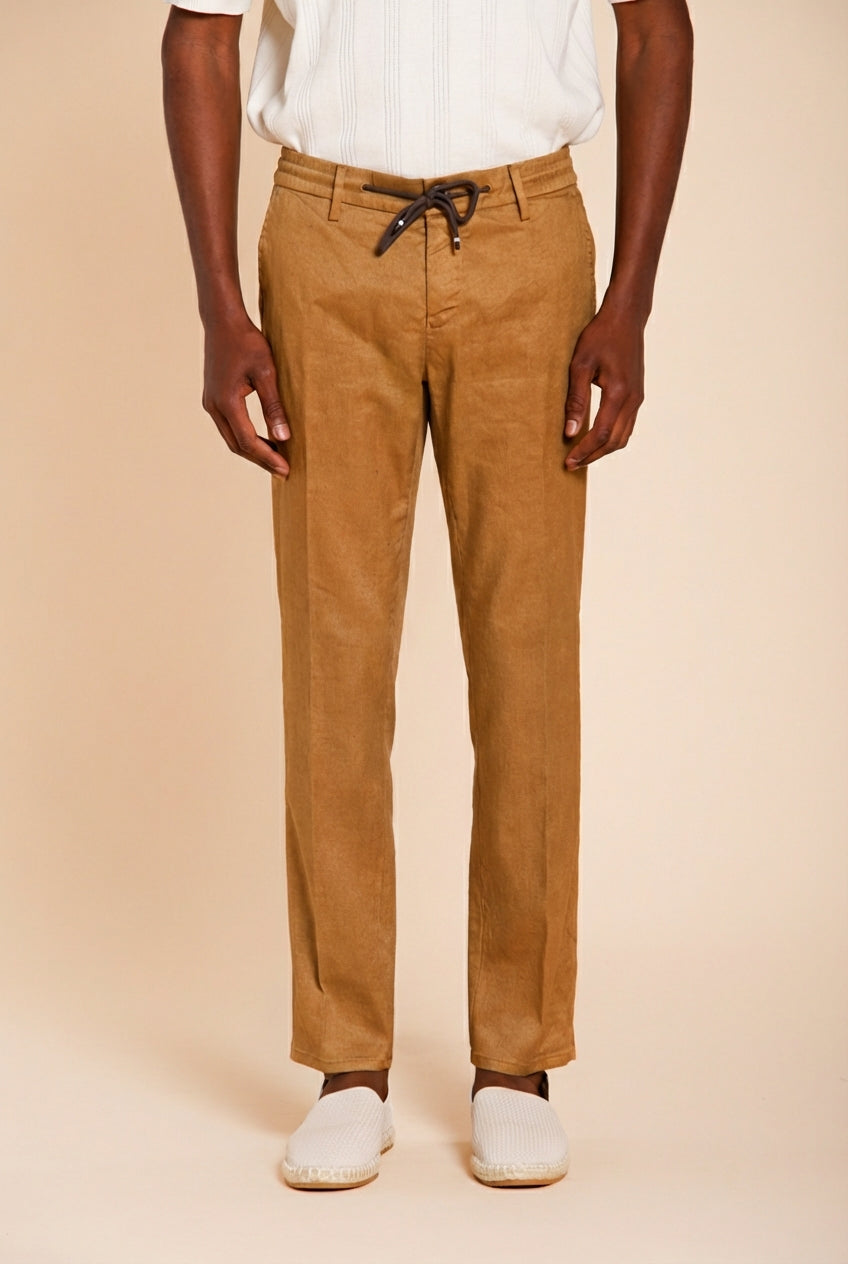 Milano Jogger pantalon chino homme en twill de lin et coton extra slim fit
