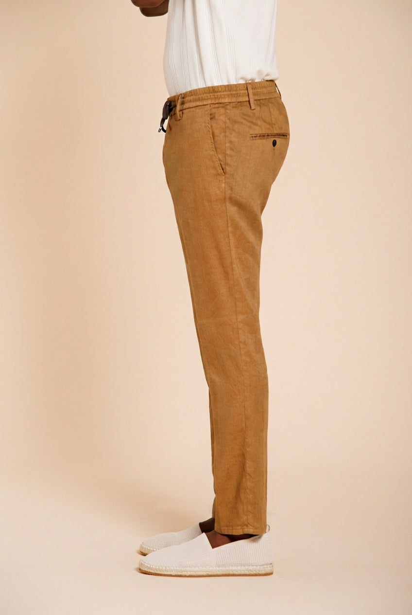 Milano Jogger pantalon chino homme en twill de lin et coton extra slim fit