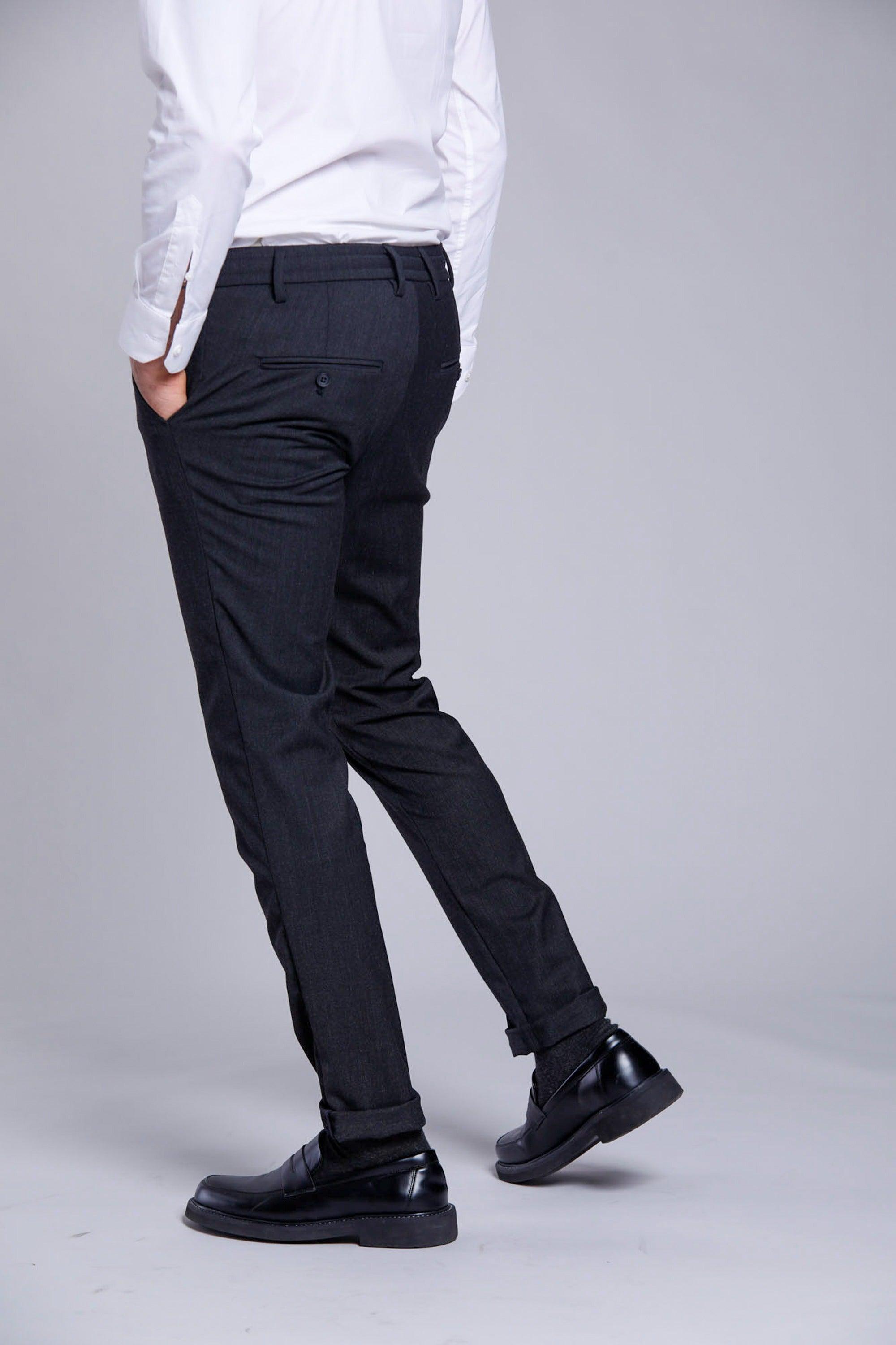 Milano Jogger Pantalon chino homme en laine unie extra slim