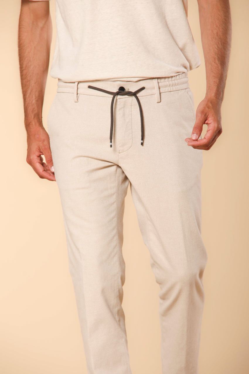 Milano Jogger Herren Chino Jogger in Microfancy mit strukturiertem Gewebe Extra Slim Fit