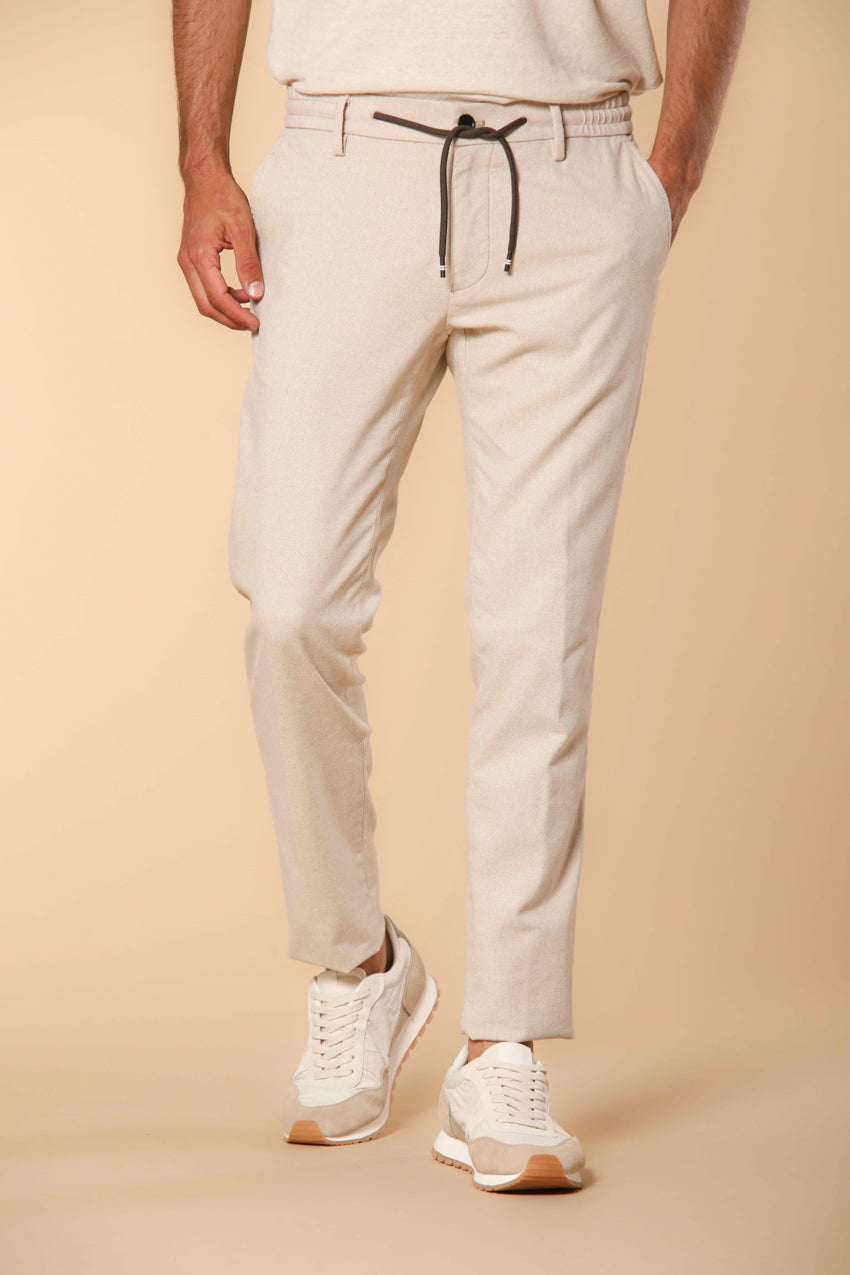 Milano Jogger Herren Chino Jogger in Microfancy mit strukturiertem Gewebe Extra Slim Fit