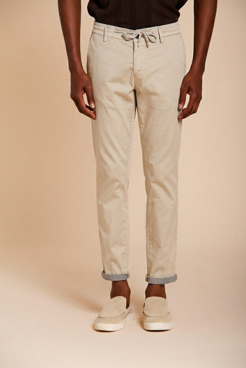 Milano Jogger Travel men's chino pants in technical travel stretch satin extra slim fit