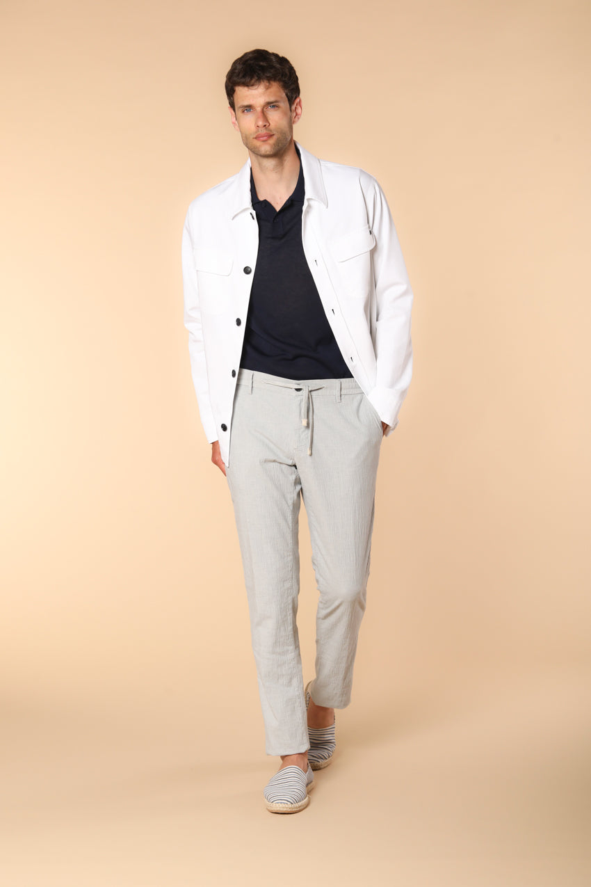 Milano Jogger pantalone chino jogger uomo in seersucker microfantasia stellina extra slim fit