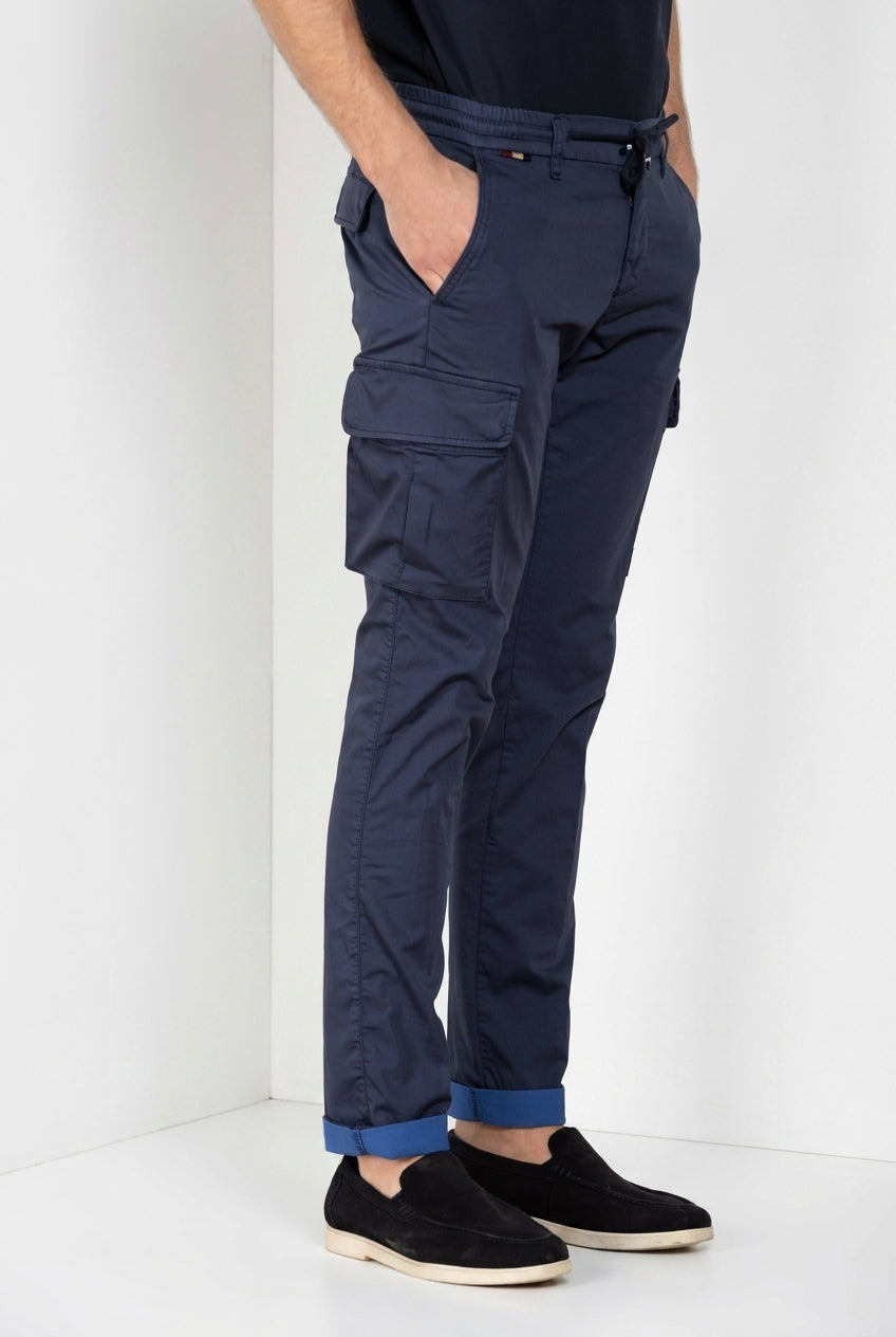 Chile Jogger pantalone cargo uomo in raso tecnico travel stretch extra slim fit