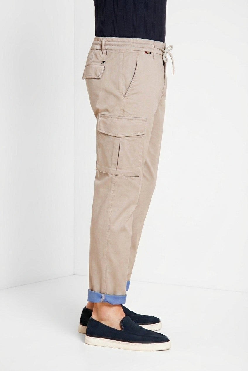 Chile Jogger men's cargo pants in technical travel stretch satin extra slim fit